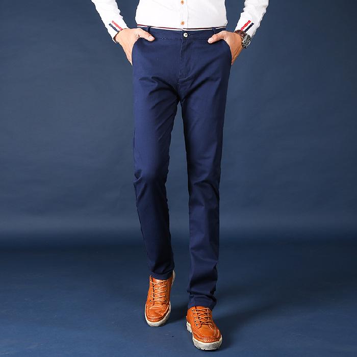 Men's Solid Color Casual Business Pants - Autumn/Winter Korean Style