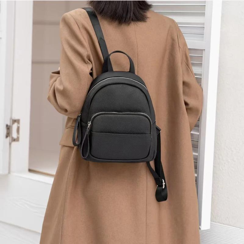 Genuine Leather Cowhide Women Backpack Shoulder Bag Female Simple Commuter Travel Schoolbag Daily Women Backpack Handbag