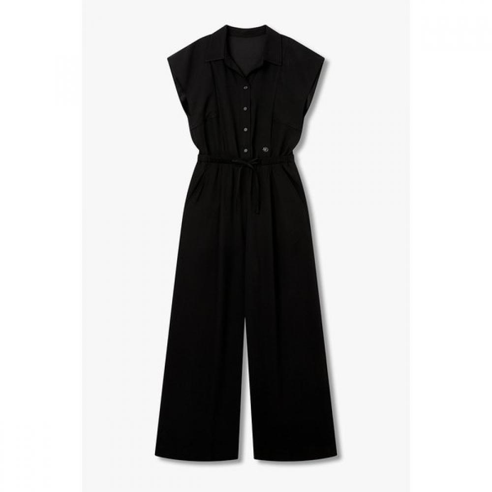 Vov Seersucker Sleeveless Jumpsuit 7156237003 blacks/S