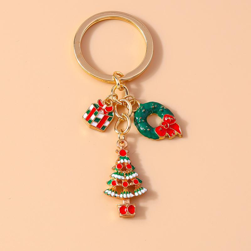 New Enamel Christmas Keychain Snowman Santa Claus Key Rings for Car Key Holder Women Girl's Handbag Pendants Jewelry Gifts