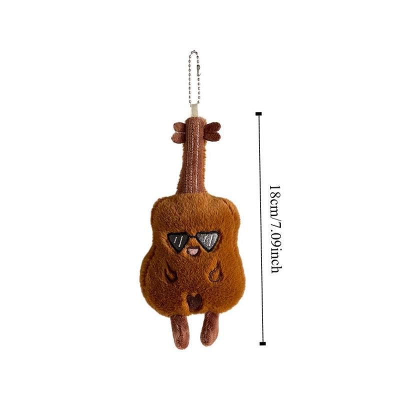 Musical Instrument Guitar Plush Key Rings Violin Guitar Plush Keychain  Car Key