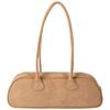 Women Suede Boston Tote Bag Suede Shoulder Bag Zipper Bowling Handbag Solid Color Multi-pocket Clutch Purse for Shopping Travel