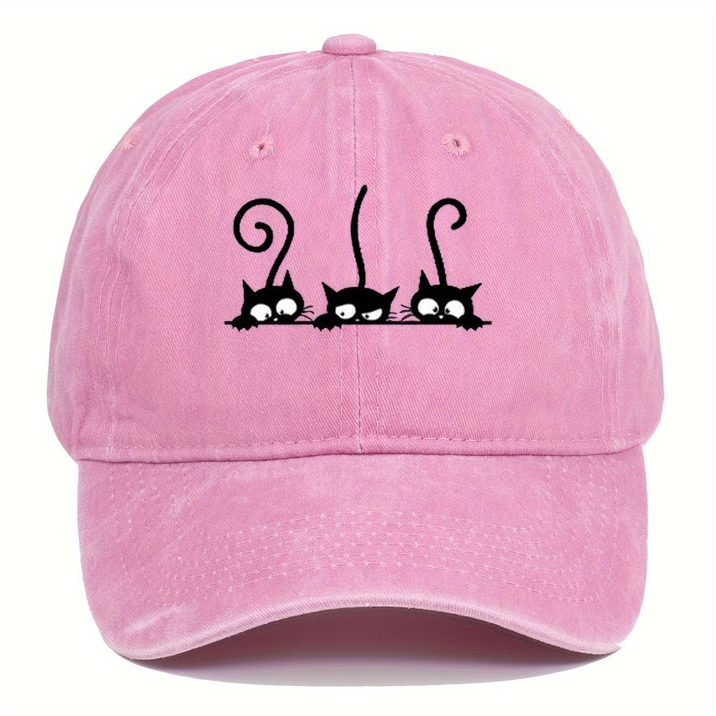 Three Cute Cat Printed Baseball Hats for Men and Women Outdoor Leisure Sunshade Duck Tongue Hats