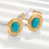 Gorgeous inlaid turquoise bracelet ring set women's exaggerated retro niche women's jewelry