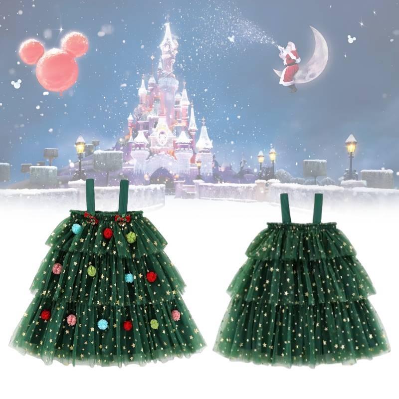 Tree Christmas Dress Children Suspenders Mesh Dress Party Decoration Clothe