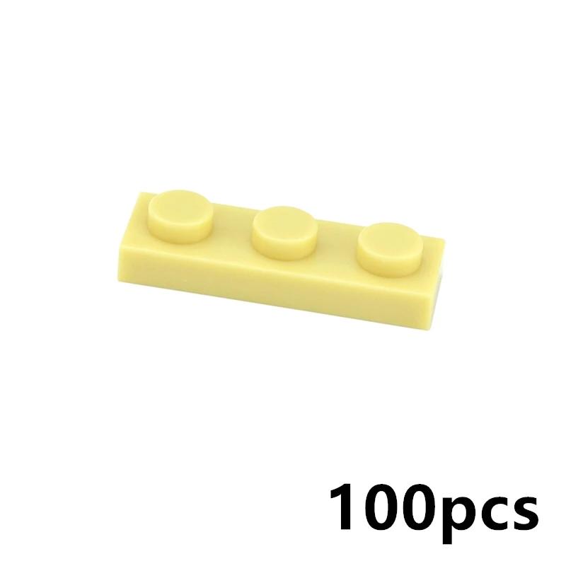 100Pcs MOC Thin Bricks Assembles Particles Plate 1 x 3 Dots Building Blocks Parts DIY Educational Gift Toys Compatible 3623