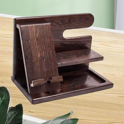 Holz Telefon Docking Station Brieftasche Stehen Multifunktionale Mann Geschenk Uhr Veranstalter Schlüssel Halter für