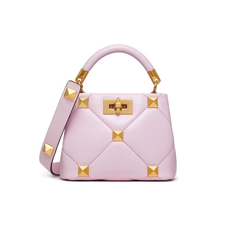 

Valentino Roman Stud Detachable Chain Shoulder Strap Brass Studs Lambskin Leather Mini Handheld Shoulder Crossbody Bag Women bags WW2B0J39BSFM26 Basic Set (Bag+Dust Bag)