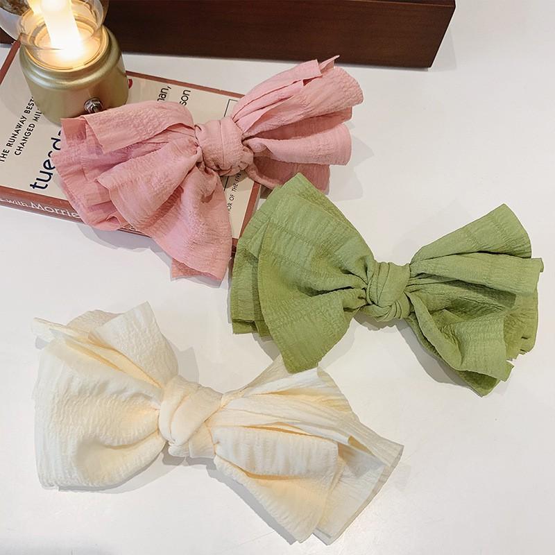 Handmade Fabric Ruched Bow Hair Clip Women Accessory Korean Style Top Side Pin