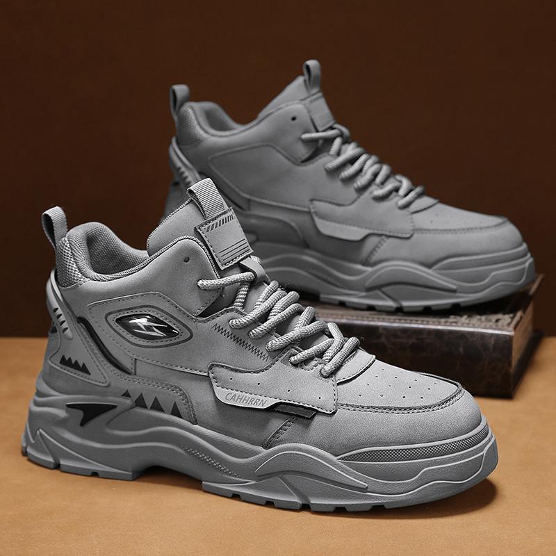 

Кожаные вставки ретро высокие кроссовки для активного отдыха и путешествий, мужские спортивные ботинки, модные новинки осени и зимы, мужские ботинки на толстой подошве и высокой платформе 44