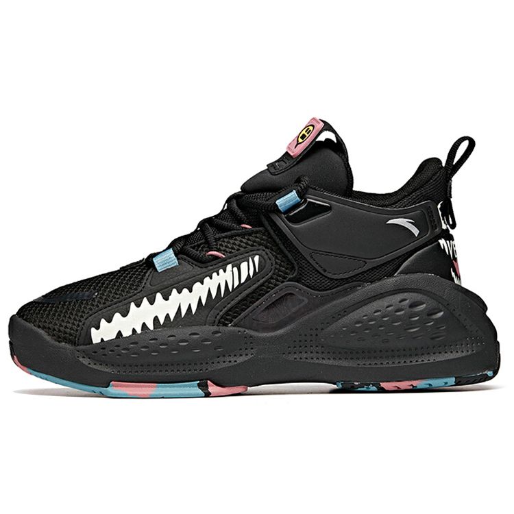 ANTA Shark Tooth Retro Basketball Shoes Black Silver Men 122048080S-10 37.5