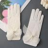 Pearls Flexible Accessories Girls Wedding Lace Bow Gloves Bridal Mittens White Gloves Ruffle