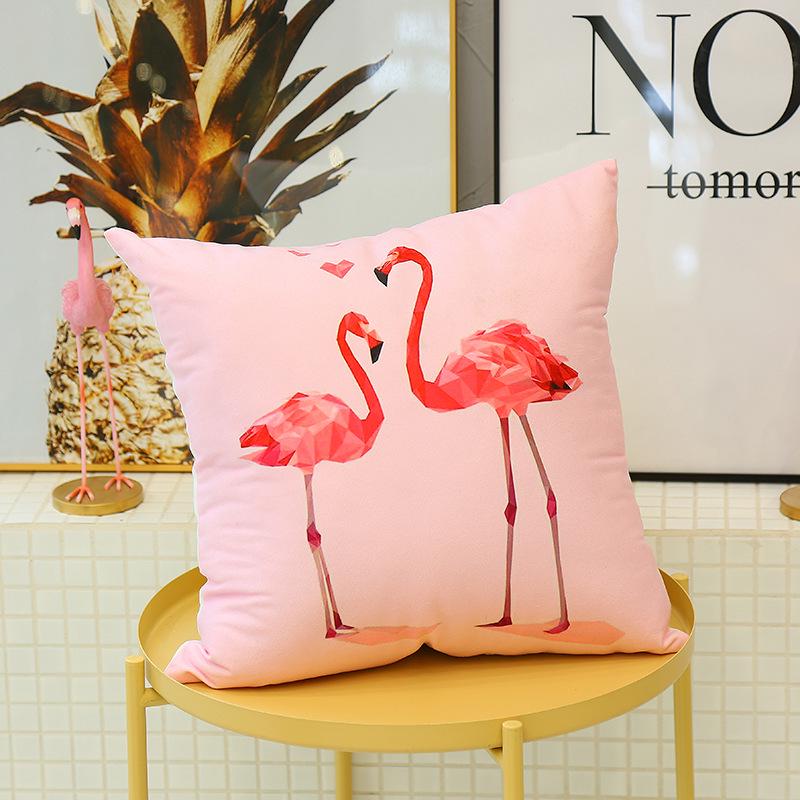 Small Fresh Flamingo American Pastoral Nordic Style Pillow Set Car Sofa Cushion Pillow Cover Does Not Include Pillow Core