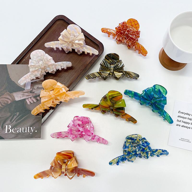 Oversized Bow Hair Clip Fashionable Acetate Hair Claw For Stylish Women With Multiple Color Options