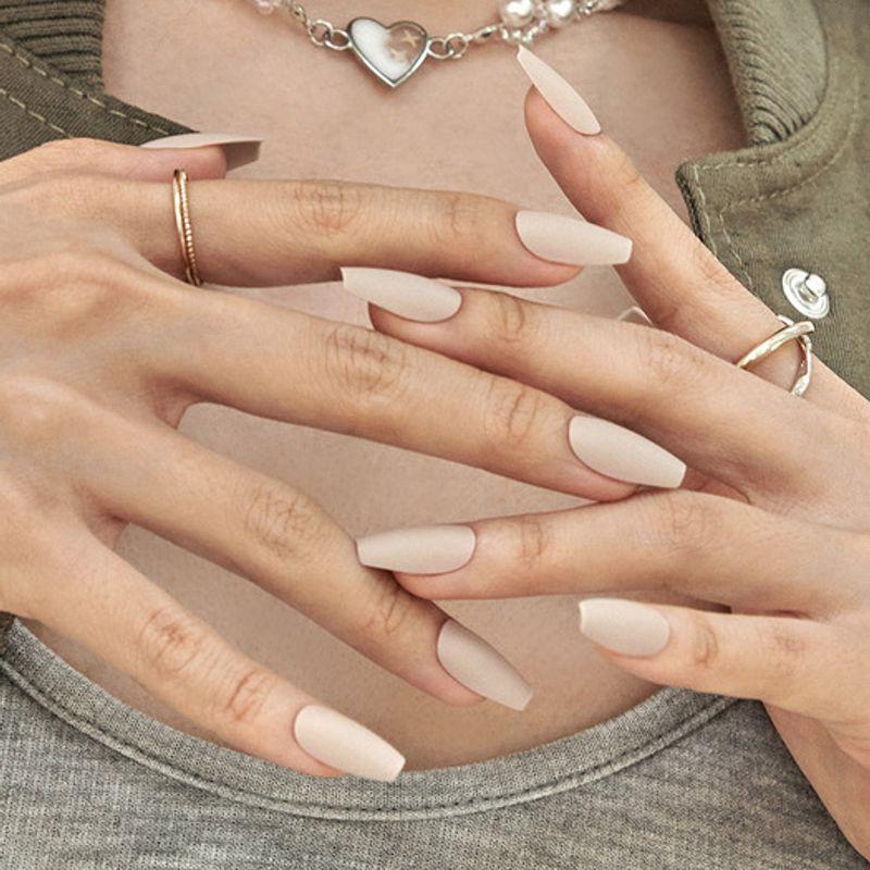 Reusable Nail Tips Sand Beige (Coffin)