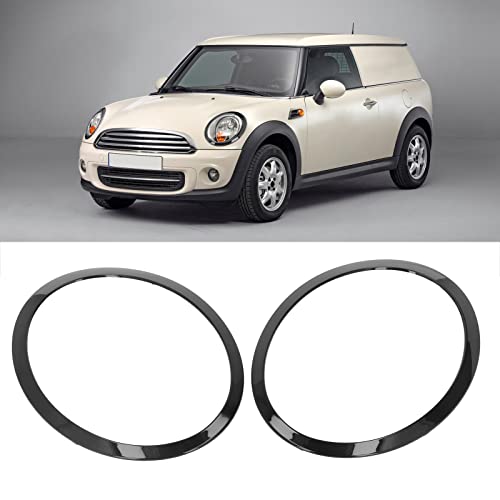 Pair of Headlights and Headlight Lamp Cover Trims for the R55 Clubman | Qiilu Car Headlight Trim Rings | Pair of Headlight Trim Rings, Glossy Black, L