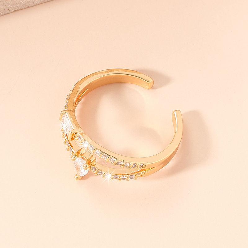 GemChic Women's Ring Exquisite Double Opening Embed Zircon Adjustable Ring Fashion Simple Index Finger Ring Birthday Christmas Jewelry Gift