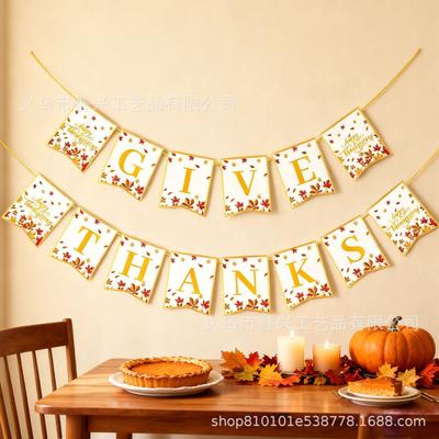 Thanksgiving Main Picture Party Flag Pulling Maple Leaf Turkey Holiday Decoration Flag Pulling Party Decoration Banner
