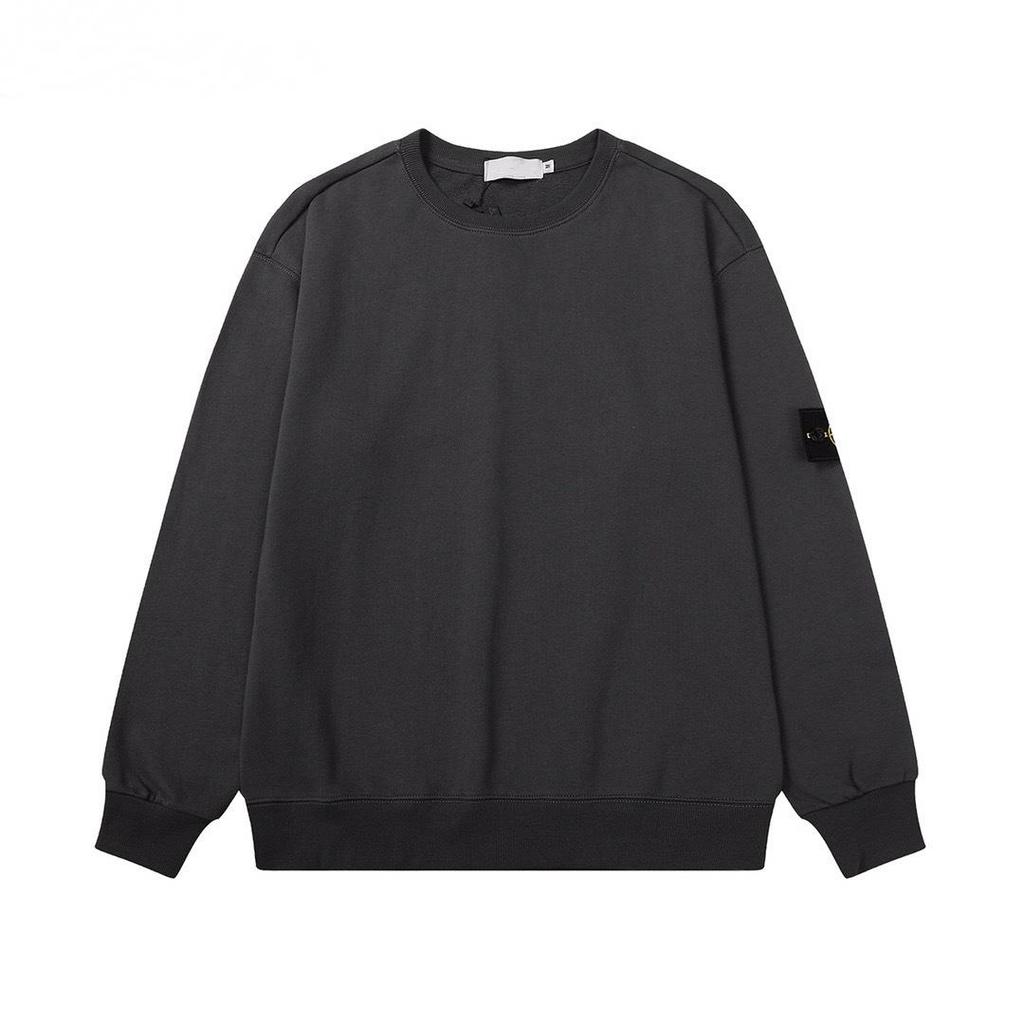 Unisex Solid Color Round Neck Stone Badge Starry Cross Long Sleeve Hoodie