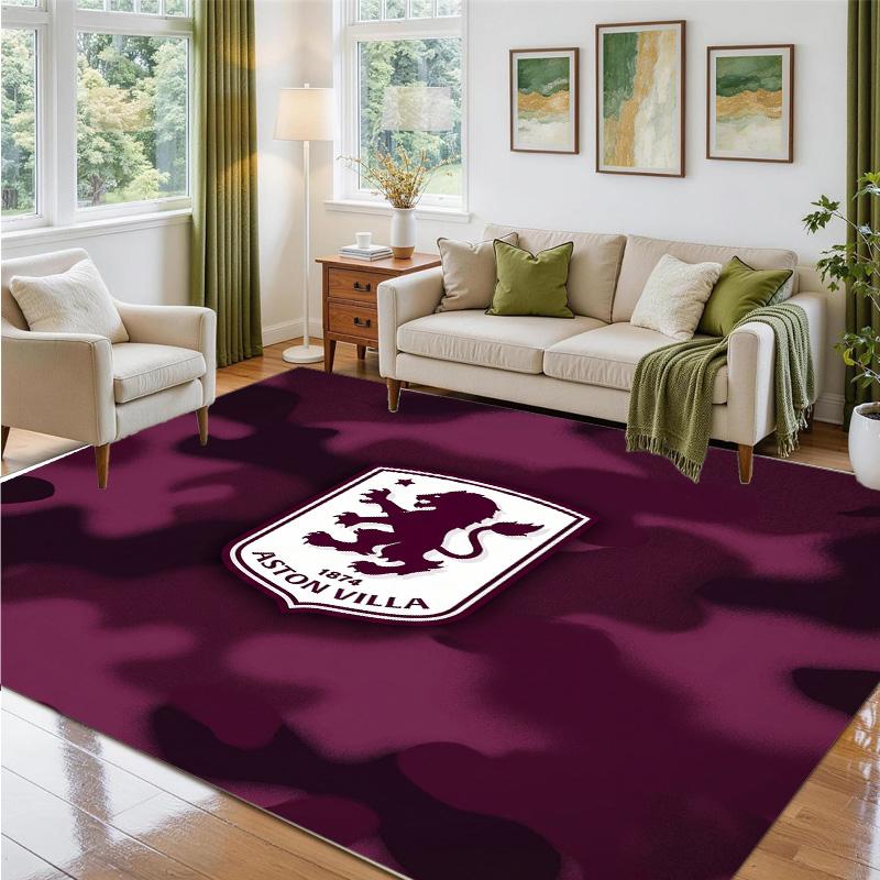 Aston Villa Fußball Design Kristall Samt Teppich Weiche Dekorative Matte für Schlafzimmer Eingang