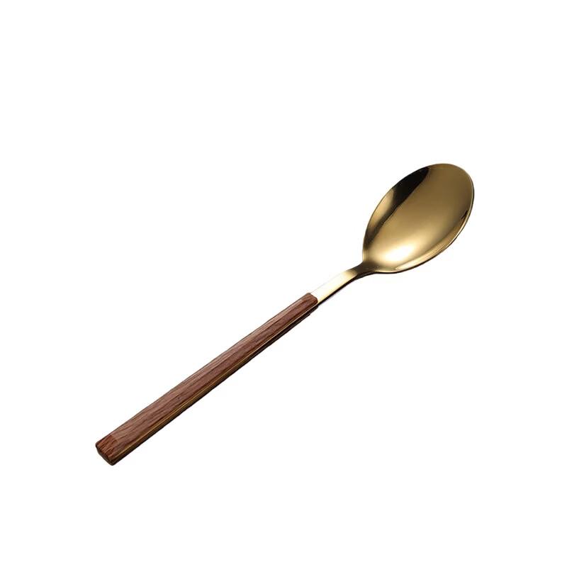 QianXing 430 Stainless Steel Gold Tea Spoon Set with Faux Wood Handle