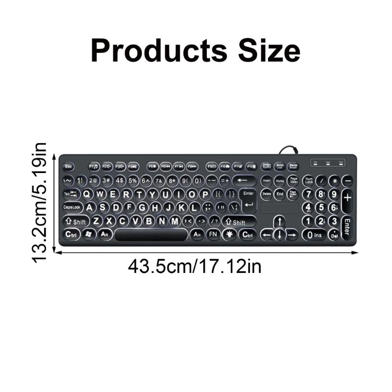 Large Print Computer Keyboards USB Cord Keyboards with Big Letters for Senior and Low Individuals White Backlit