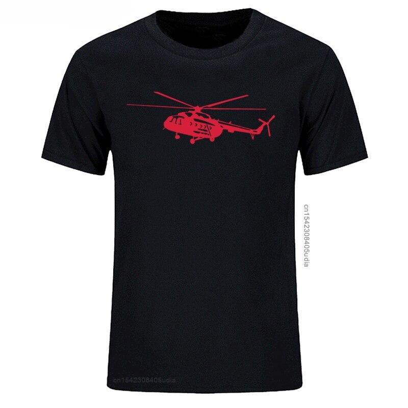 Summer Mens T Shirt Short Sleeve Cotton Print Mi8 Helicopter TShirt Casual Shirt Cool Tees Tops Streetwear Cotton Fabric