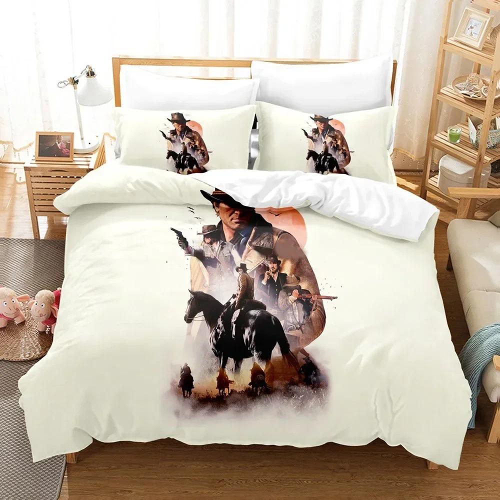 

Game Bedding Set Red Dead Redemption 3d Print Bed Linen Quilt Duvet Cover Set Home Textile Queen King Size Kids Room Decor EU single(135x200cm)