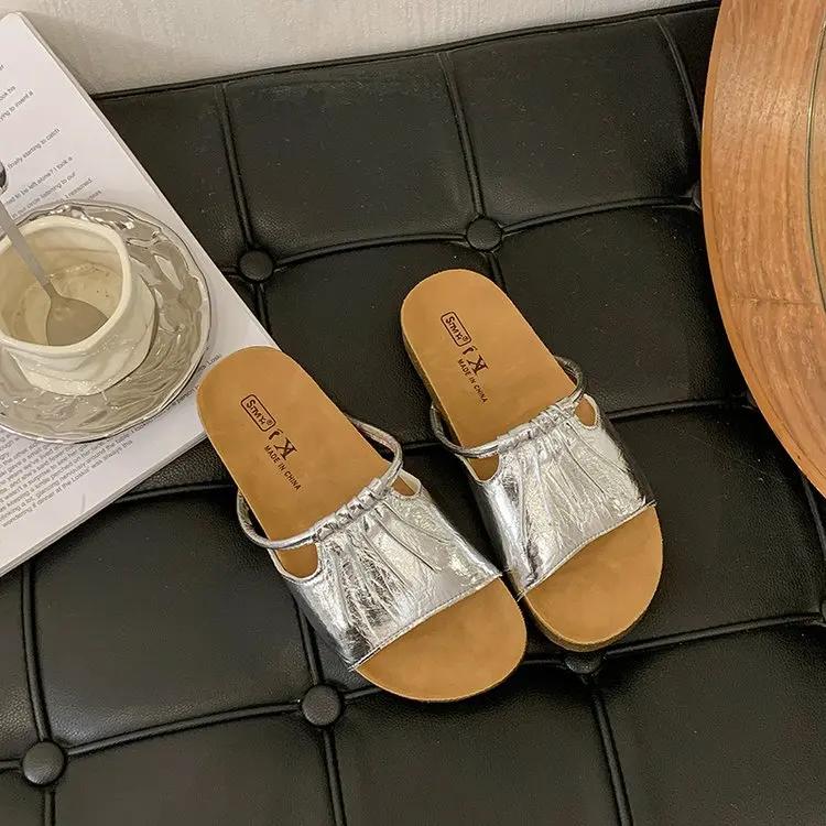 Fashion 2025 Summer New Arrival Casual Fashion Solid Color Open Toe Slippers Comfortable Non-slip Women's Low Heel Sandals