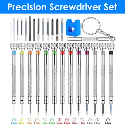 Präzisionsschraubendreher-Set Hochharter Stahl 0,6-2,0 mm Mikro-Flachspitze Phillips-Schraubendreher für Uhrgläser Elektronikreparatur