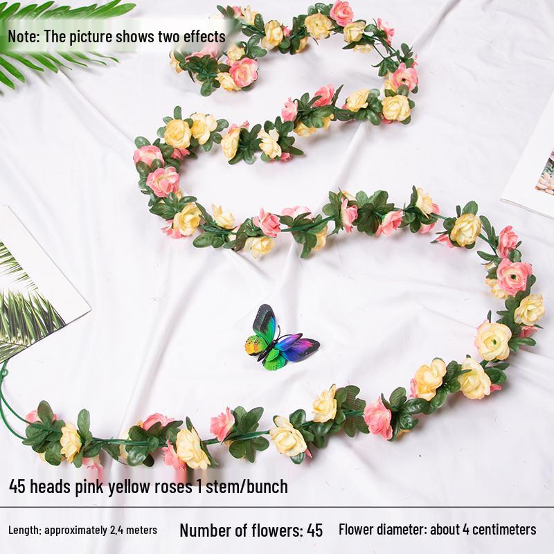 Artificial Rose Vine Floral Ceiling Decor
