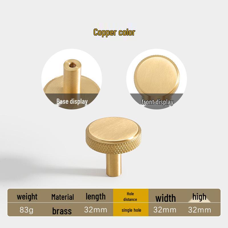 American Style Brass Wardrobe & Cabinet Door Handle - Retro French Copper Design