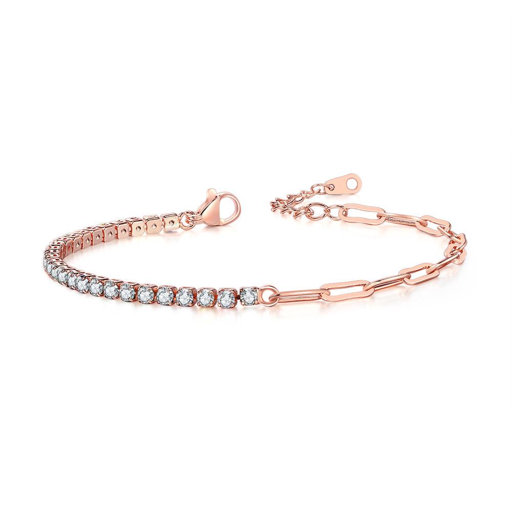 Paper Clip Splicing Tennis Bracelet Women'S Round Zircon 12 Birthstone Jewelry