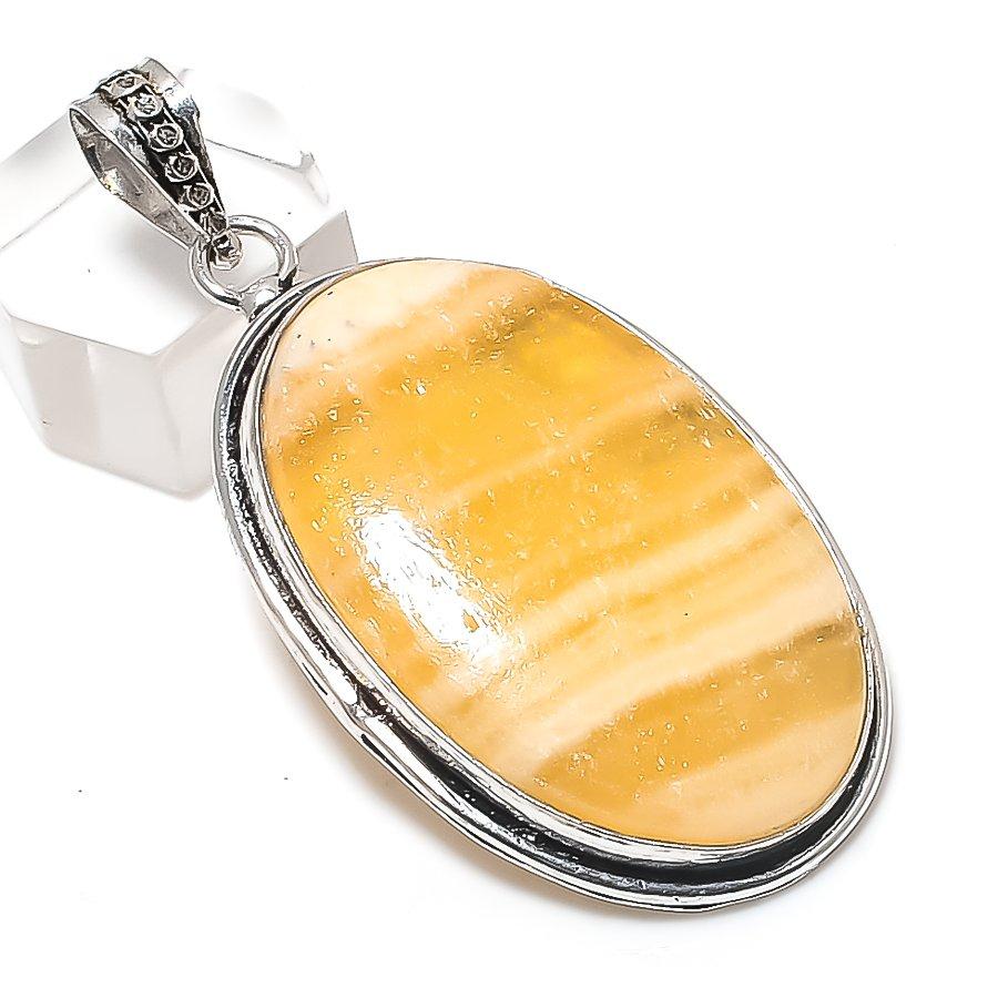 

Natural Calcite Agate Gemstone 925 Sterling Silver Jewelry Pendant 2.32 Y7U06