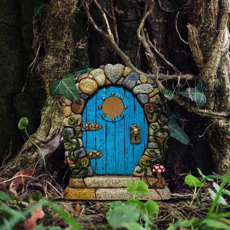 Elf Fairy Door Miniature Garden House Decor Tree Doors Miniature Yard Art Wooden Sculptures Mini Home Garden Doors Ornaments