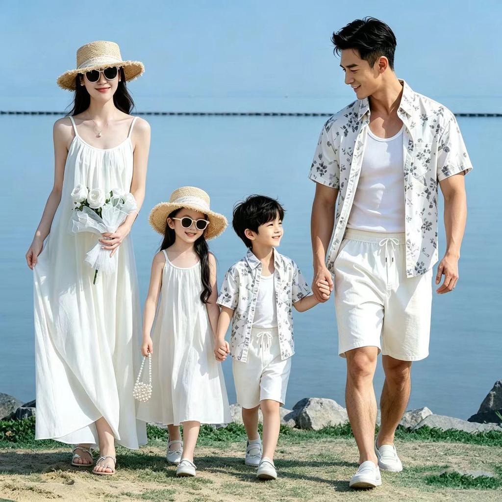 Dopamine Mother-Daughter Chiffon Beach Dress for Summer Seaside Vacation In Hainan Sanya