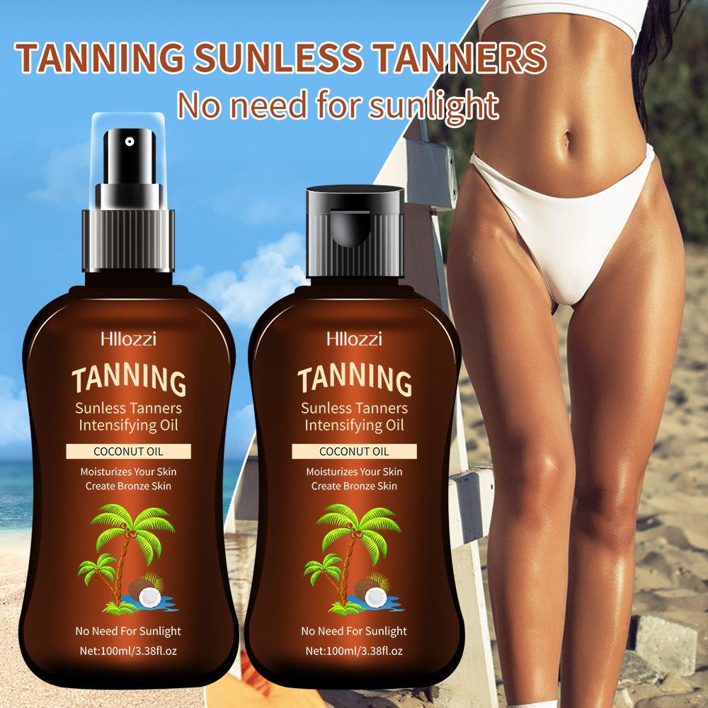 100ml Coconut Tanning Oil Waterproof Long-Lasting Bronzing Glow 2pcs