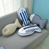 Nautical Fish Canvas Pillow Striped Fish Shape Throw Pillow Stuffed Plushie Hugging Back Cushion Sofa Bedroom Living Room Decoration