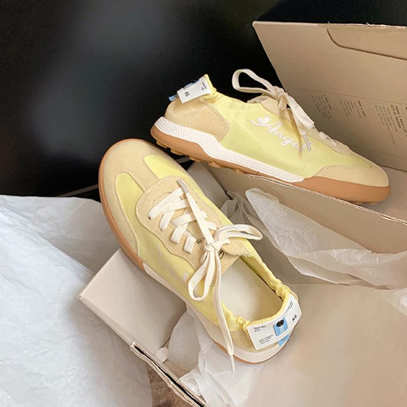 

Виноградная мать тот же стиль пара универсальные платформенные спортивные туфли женские универсальные с круглым носком дышащие немецкие тренировочные туфли повседневные папины кроссовки тренд 40 жёлтый