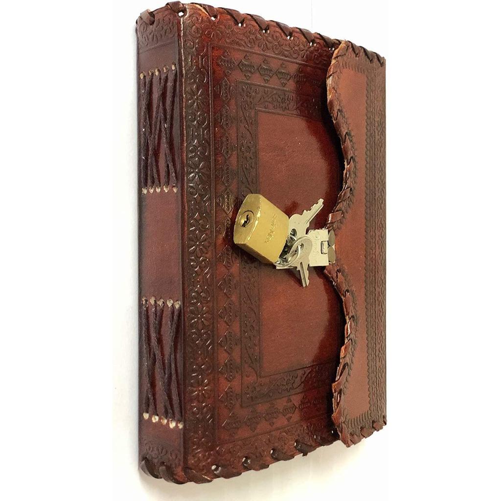 Vintage-Mode-Notizbuch aus Leder, 17,8 x 12,7 cm, antik, handgefertigt, für Büros, Tagebuch, Papier-Notizbuch mit Metallverschluss (Braun)