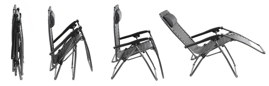 Folding Garden Lounger Armchair, Zero Gravity, Tourist, Graphite