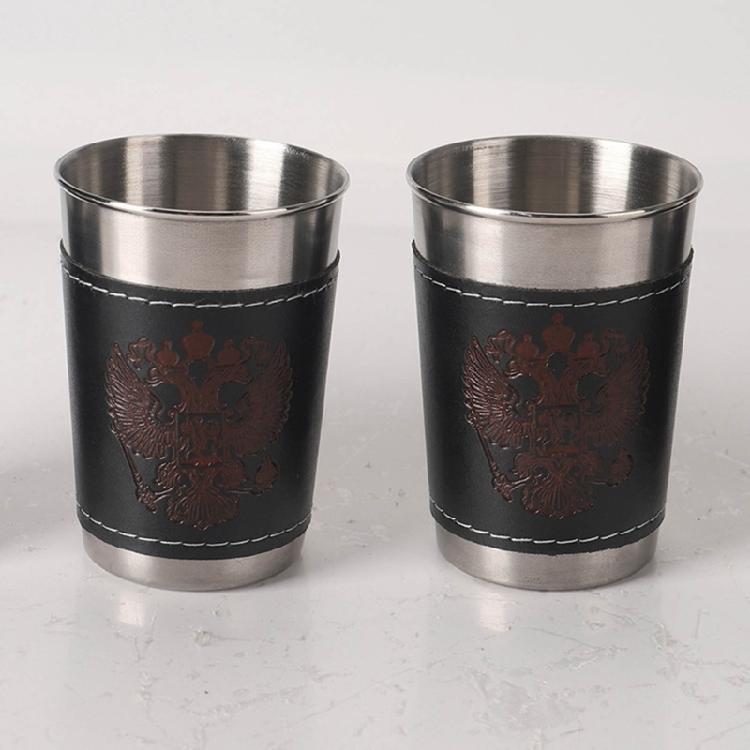 Party-Schnapsgläser Halskettenbecher Leicht zu tragende Schnapsgläser mit Lederhülle Camping Reisen Kaffeetasse