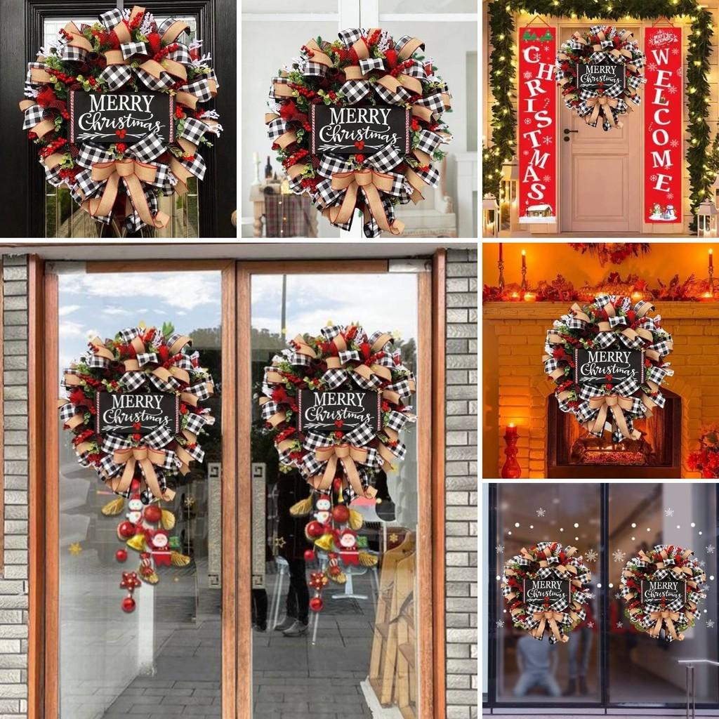 Merry Wreath Christmas Door Hanging Red Fruit Garland Simulation Ornament Xmas