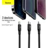 Baseus 3-in-1 PD 20W/27W Fast Charging Cable (Type-C to M+L+C)
