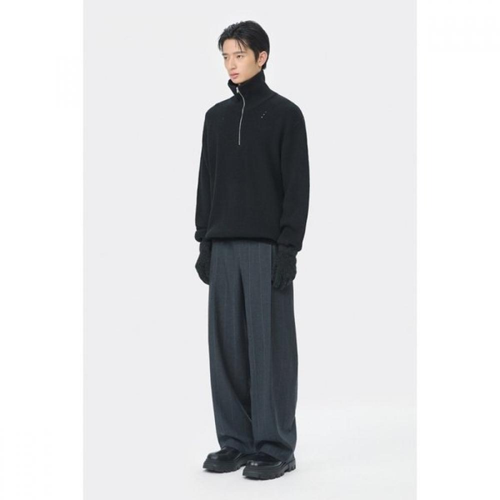 Customellow Black Turtle Neck Half Zip Sweater Black Cwwaw25903bkx