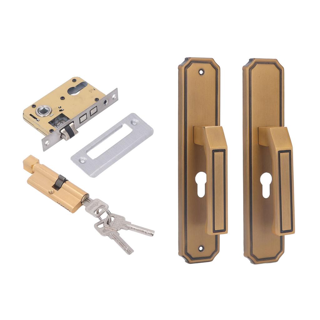 Vordere Außentürgriff-Garnitur Aluminiumlegierung Leise Haustürgriff-Schloss mit Schlüsseln für Schlafzimmer Hotel Balkon