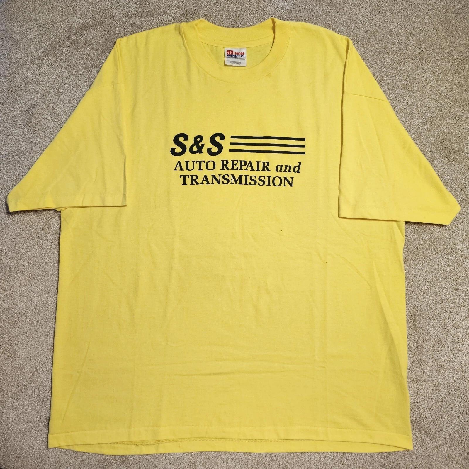 Vintage 90s S & S Auto Repair T-shirt Mens 2XL Redneck Ironic Mechanic Midwest 2XL