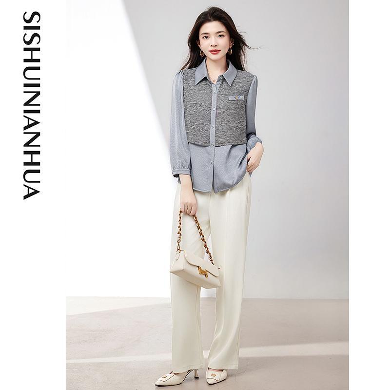 Casual collar, fashionable temperament, patchwork shirt, small shirt