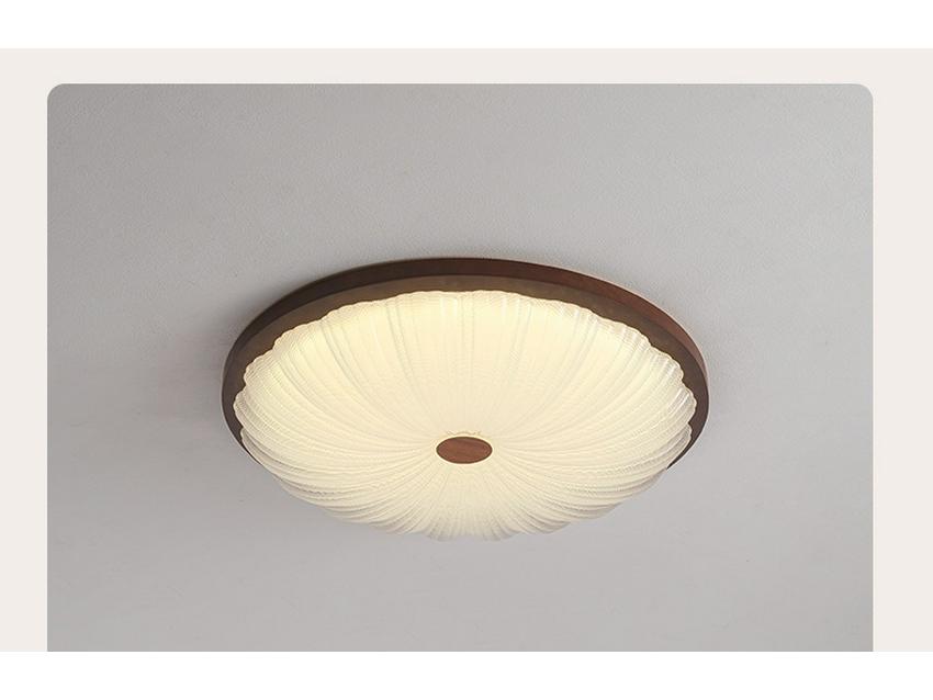2025 Chinese Style Walnut Ceiling Light: Retro Round Design for Bedroom & Study