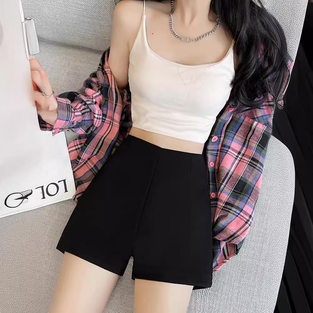 

Pure Desire Плюс Сайз А-силуэт Широкие брюки-шорты с защитой - 2024 Корейский стиль Свободный крой. XL чёрный